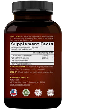 NatureBell CoQ10 200mg PQQ capsules dans une main