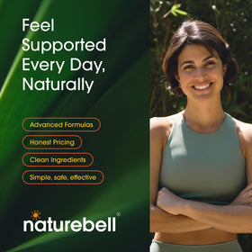 NatureBell CoQ10 400mg, capsules avec ingrédients sur la table