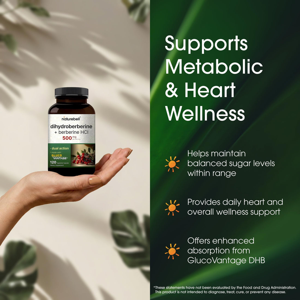 NatureBell Dihydroberberine capsules avec des ingrédients naturels