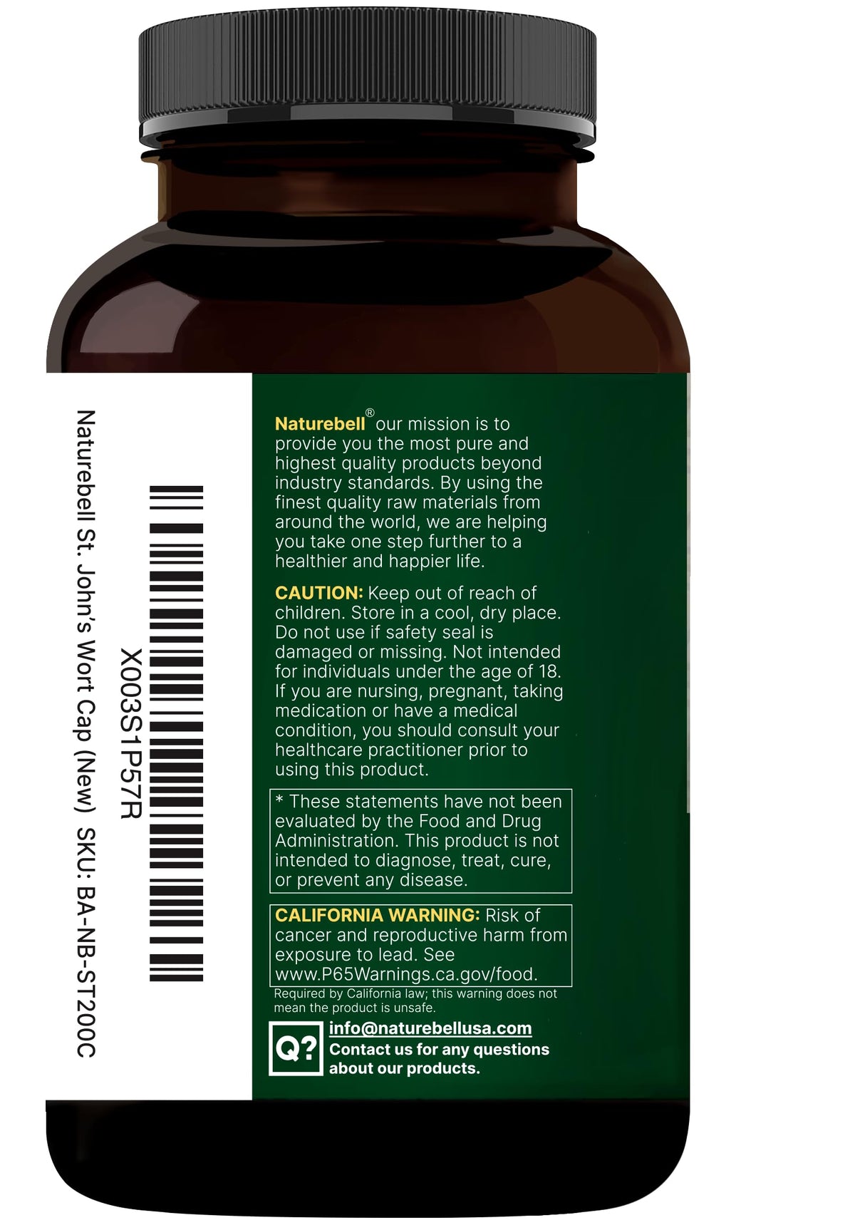 NatureBell Extrait de Millepertuis 240 capsules sur table en bois