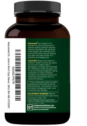 NatureBell Extrait de Millepertuis 240 capsules sur table en bois