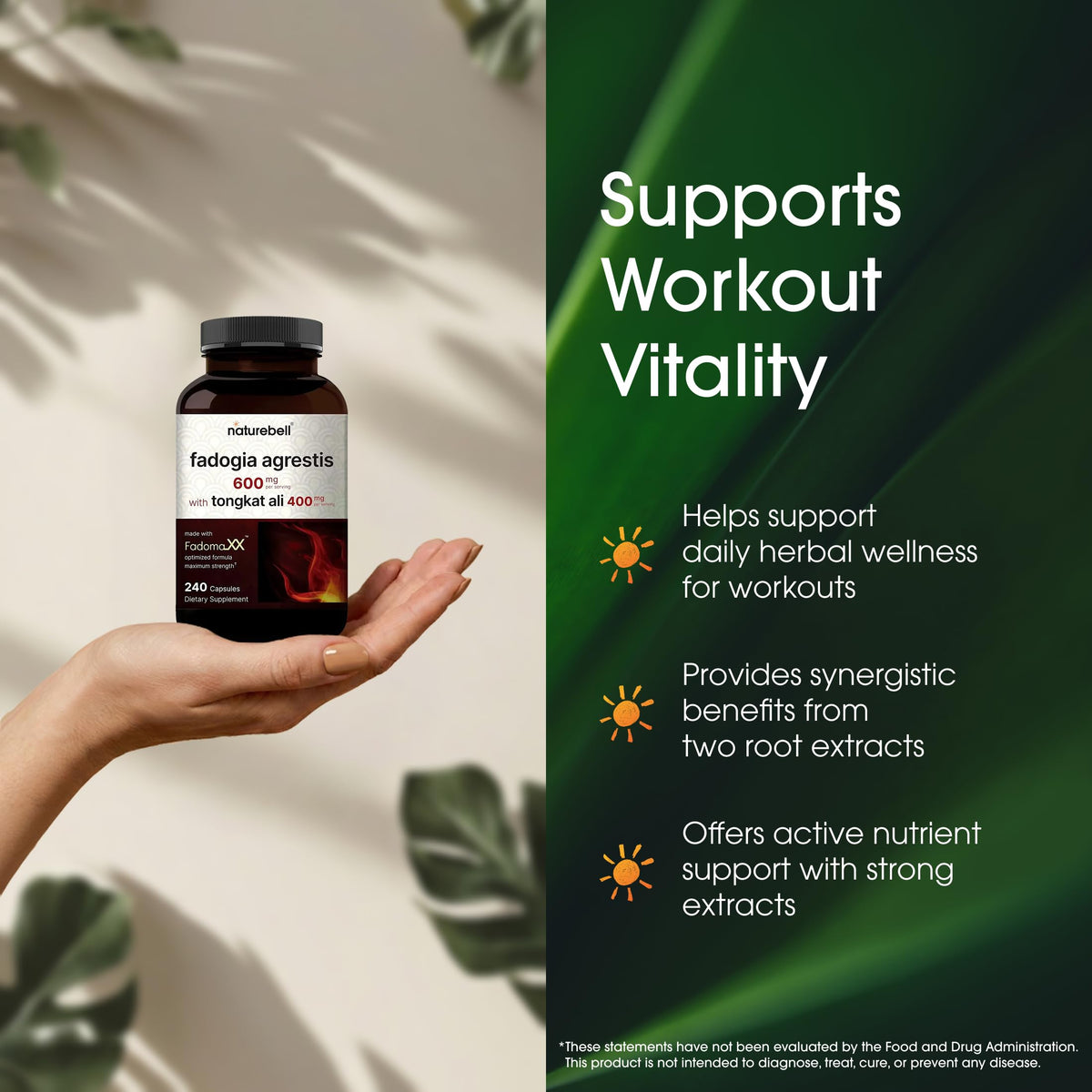 NatureBell Fadogia Agrestis 600mg et Tongkat Ali 400mg étiquette du flacon