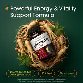 NatureBell Ginseng Coréen Rouge 240 gélules végétales étiquette et informations