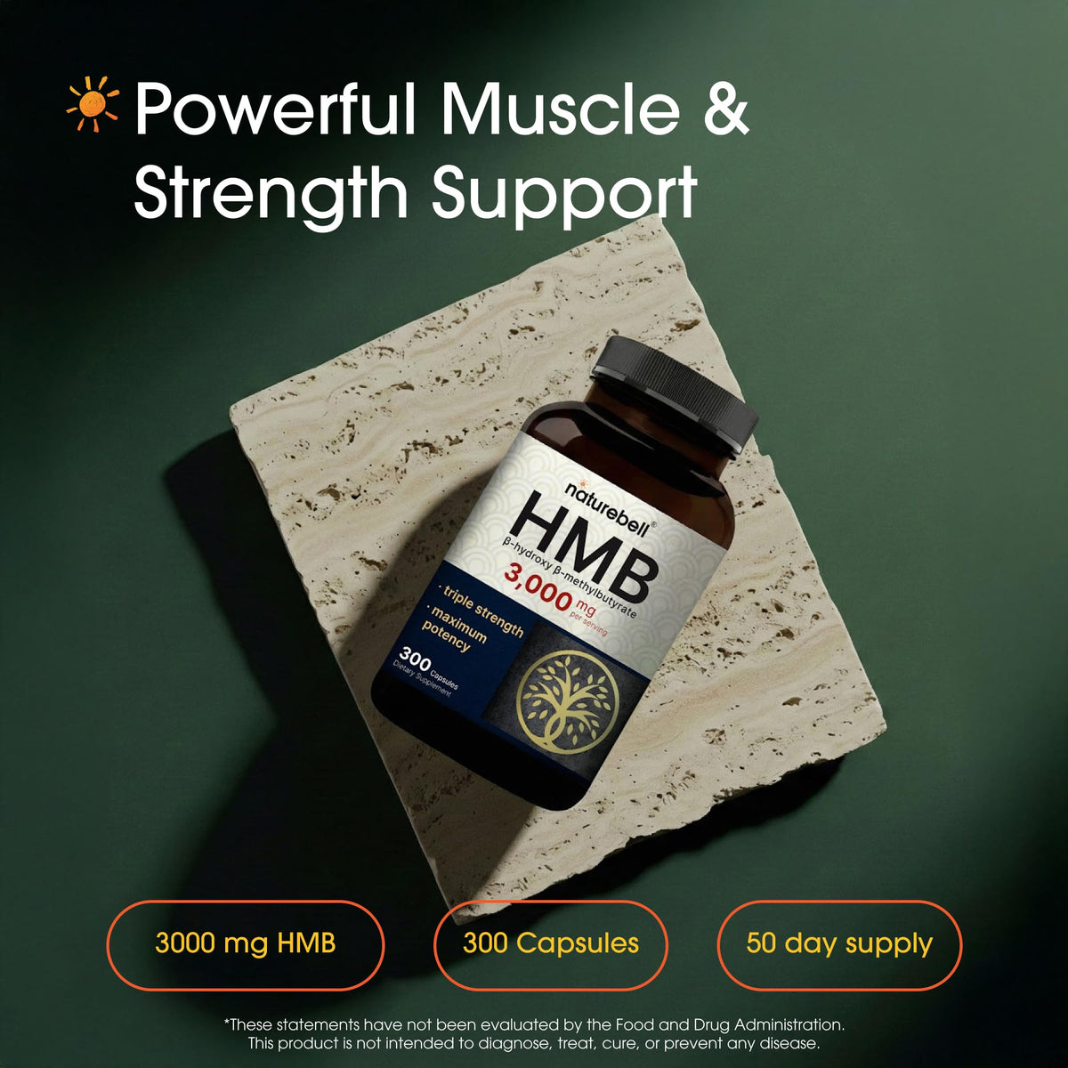 NatureBell HMB 3 000 mg capsules avec étiquette