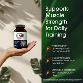 NatureBell HMB 3 000 mg capsules sur une table
