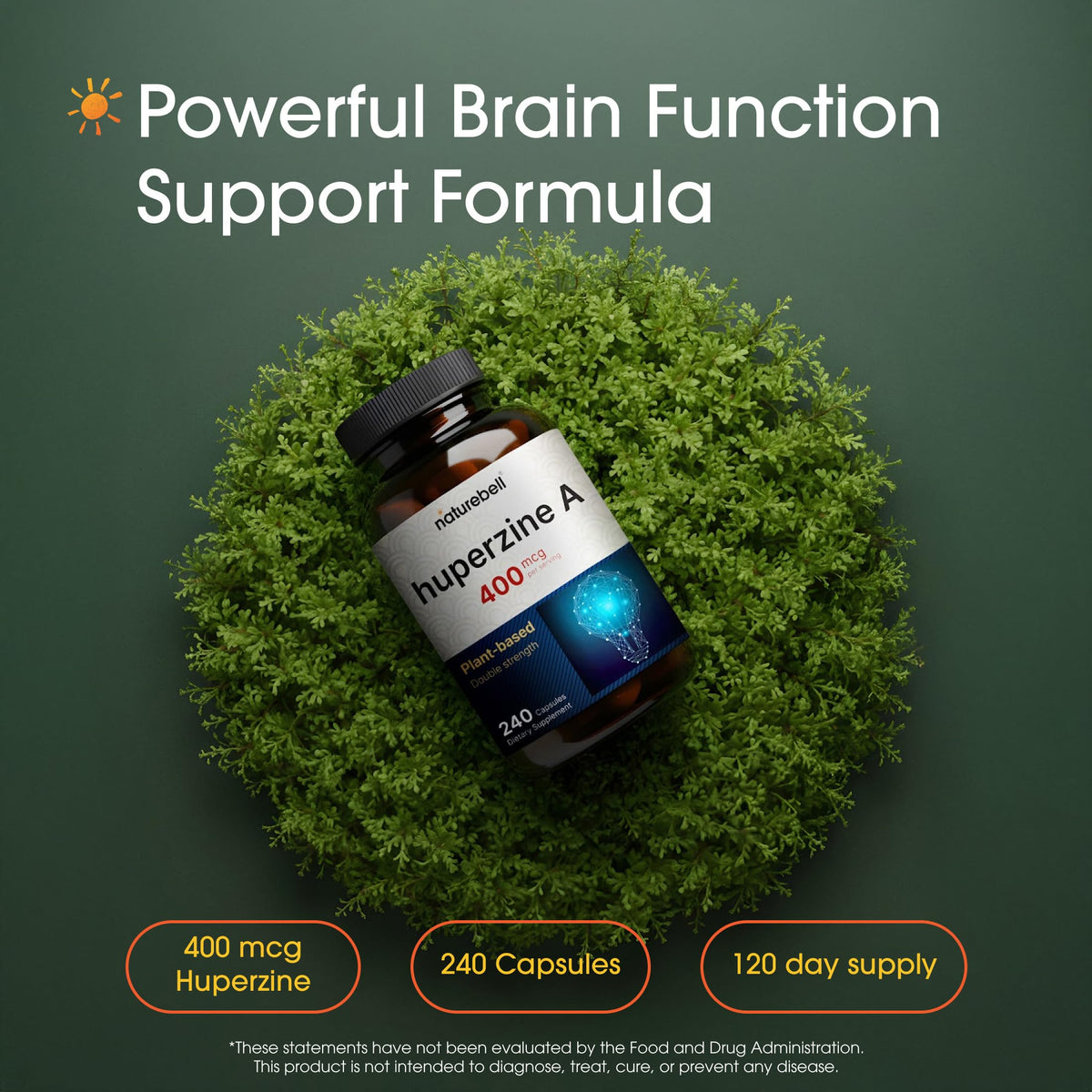 NatureBell Huperzine A 400mcg capsules avec dosage visible