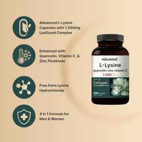NatureBell L-Lysine 1000mg capsules with ingredients list