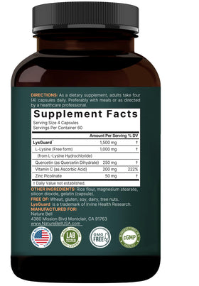 NatureBell L-Lysine 1000mg capsules with Vitamin C and Zinc