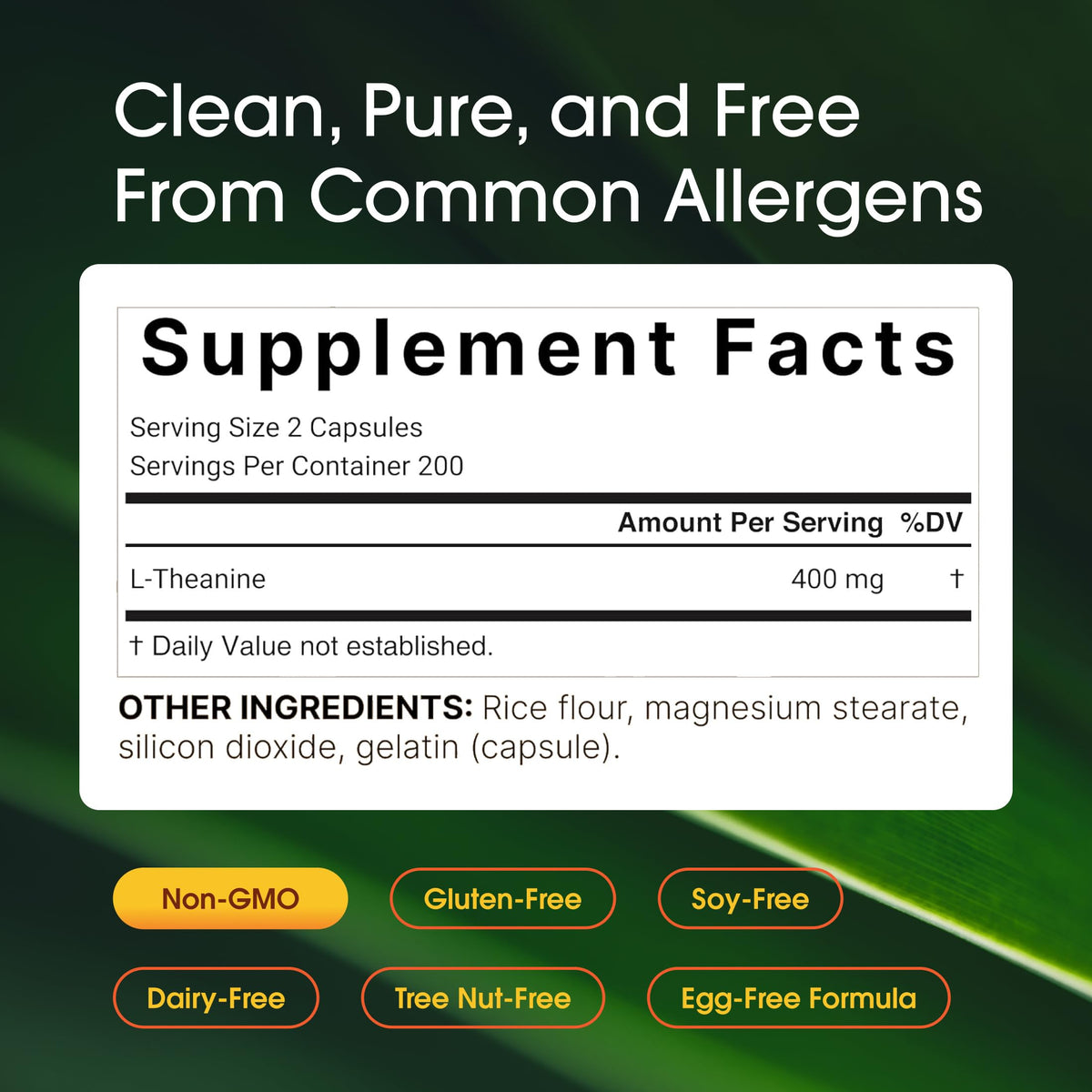 NatureBell L-Théanine 400mg - informations sur l'étiquette