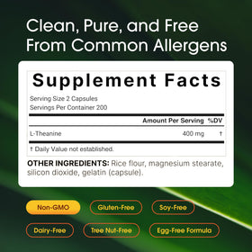 NatureBell L-Théanine 400mg - informations sur l'étiquette