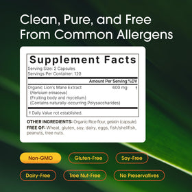 NatureBell Lion's Mane 600mg capsules sur une table