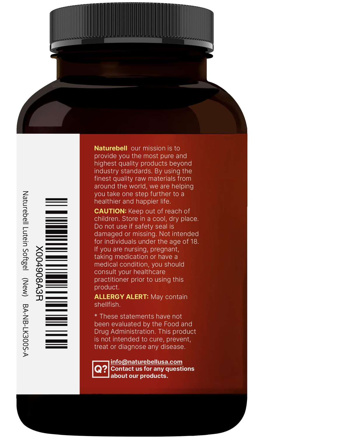 NatureBell Lutein 40mg gélules sur fond blanc