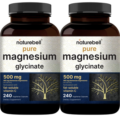 NatureBell Magnésium Glycinate Pur 500mg 2 Paquets, vue avant