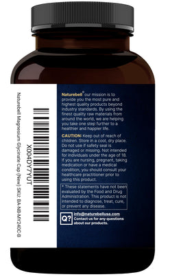 NatureBell Magnésium Glycinate Pur 500mg, capsules sur une table