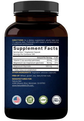 NatureBell Magnésium Glycinate Pur 500mg, paquet ouvert