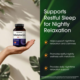 NatureBell Mélatonine 20mg flacon ouvert avec pastilles