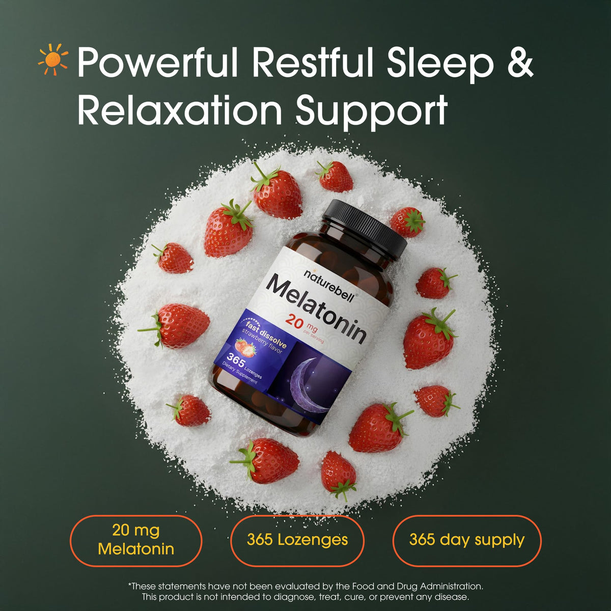 NatureBell Mélatonine 20mg pastille à dissoudre vue de près