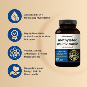 NatureBell Multivitamines Méthylées, capsules sur une surface blanche