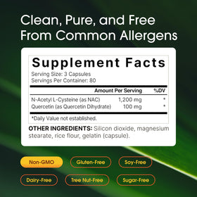 NatureBell NAC 1200mg Quercétine 240 Capsules vue latérale