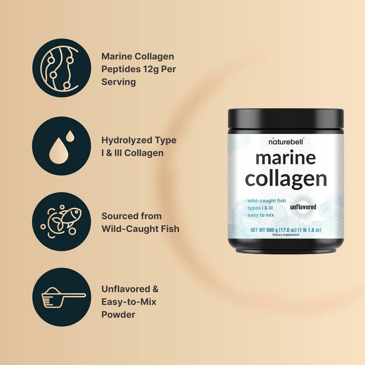 NatureBell Poudre de Collagène Marin 500g en contexte de cuisine