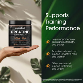 NatureBell Poudre de Créatine Monohydrate Micronisée 500g avec une cuillère