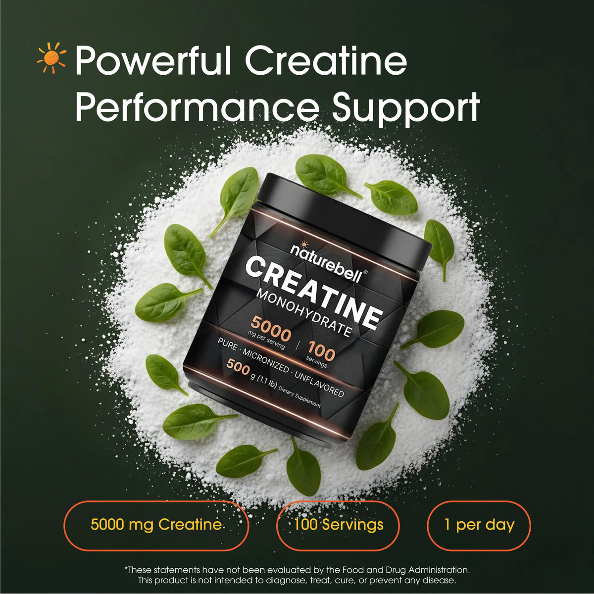 NatureBell Poudre de Créatine Monohydrate Micronisée 500g étiquette