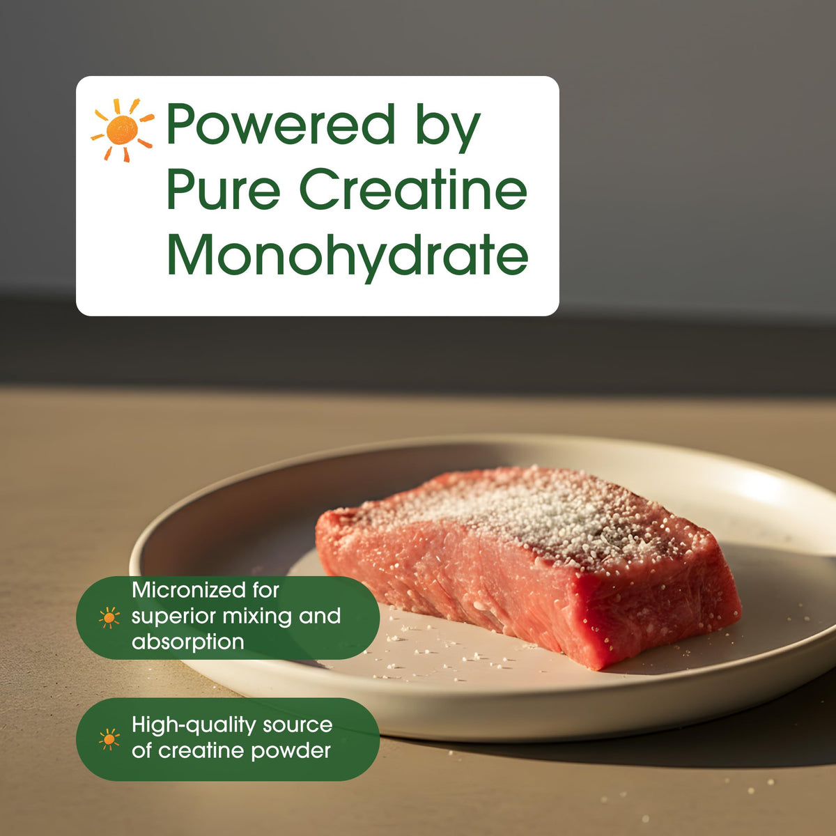 NatureBell Poudre de Créatine Monohydrate Micronisée 500g sur un fond blanc