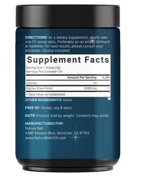 NatureBell Poudre de Glycine Pure 540g nutrition facts