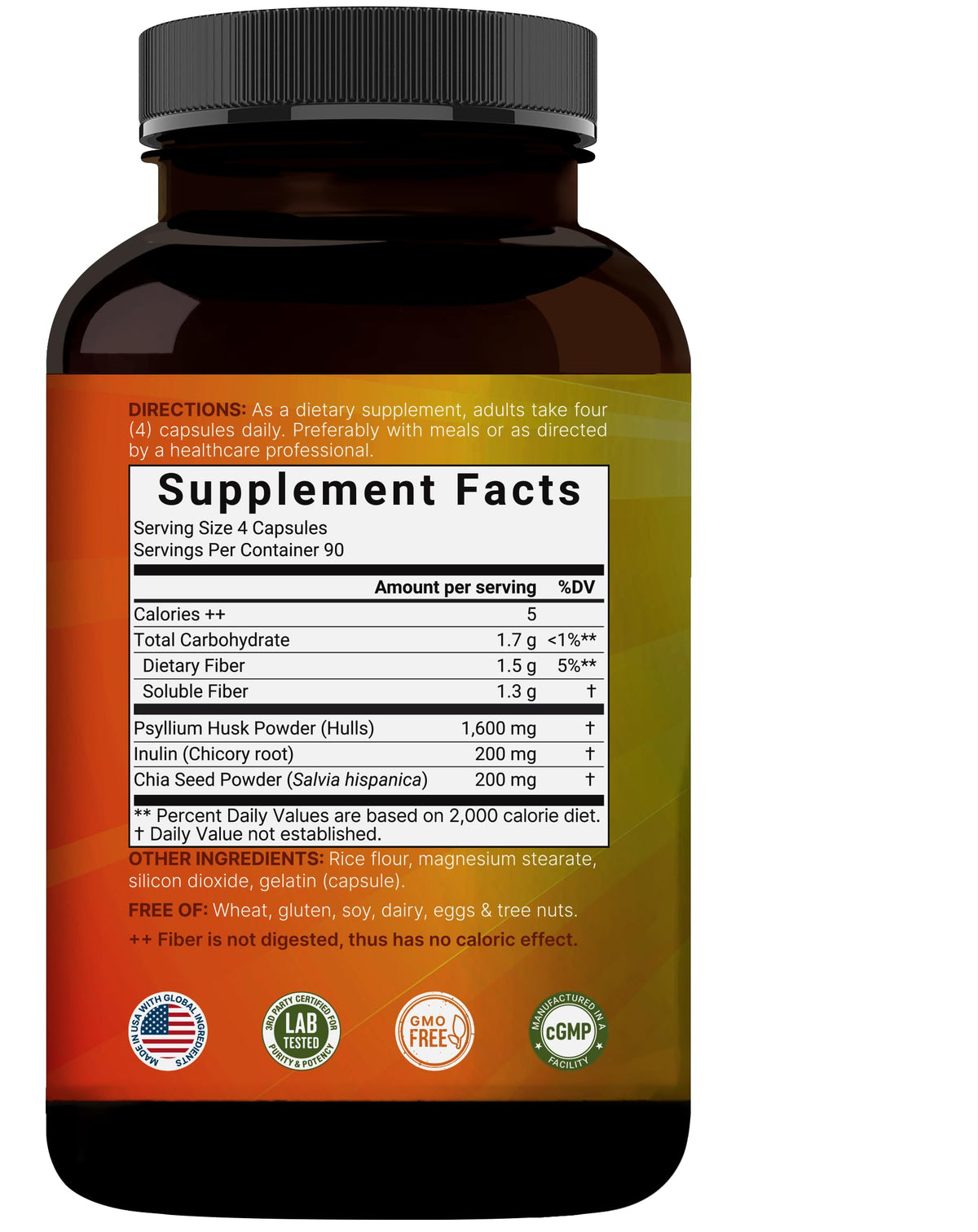 NatureBell psyllium husk capsules avec ingrédients listés