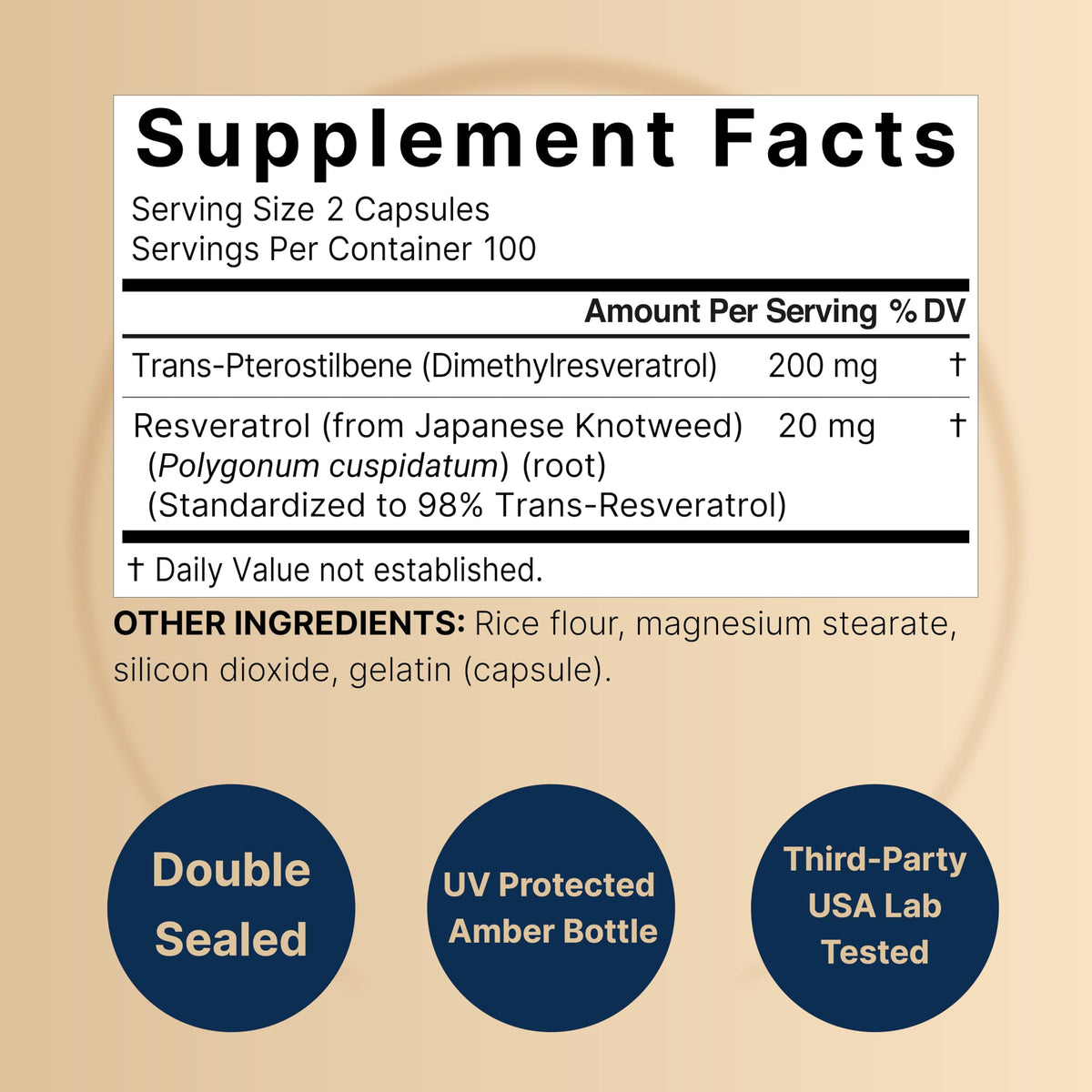 NatureBell Pterostilbene 200 mg bottle with 200 capsules
