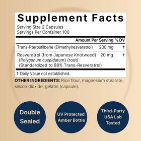 NatureBell Pterostilbene 200 mg bottle with 200 capsules