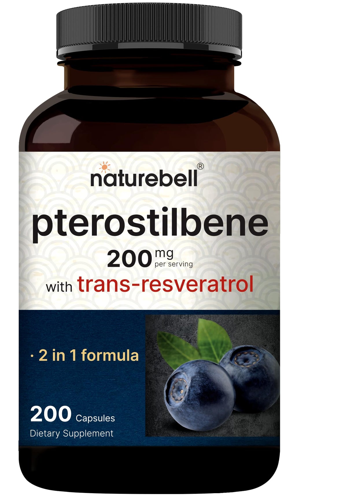 NatureBell Pterostilbene 200 mg capsules front view