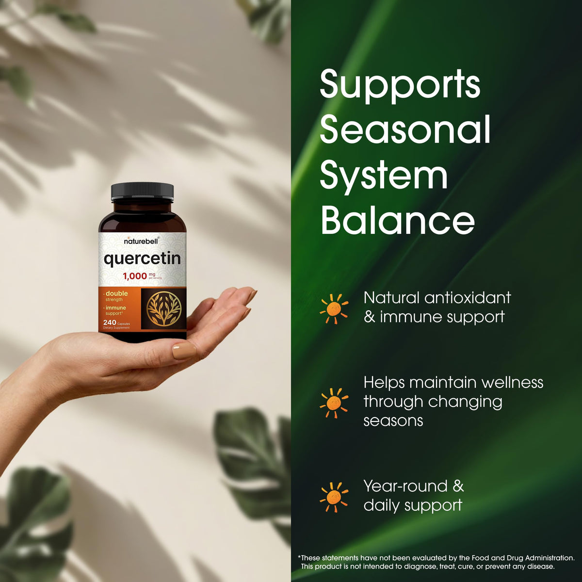 NatureBell Quercetin 1 000 mg capsules ouvertes