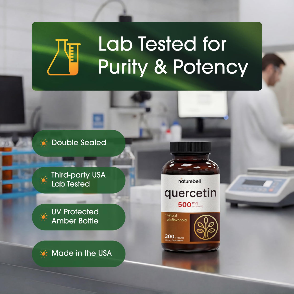 NatureBell Quercétine 500mg étiquette détaillant les ingrédients
