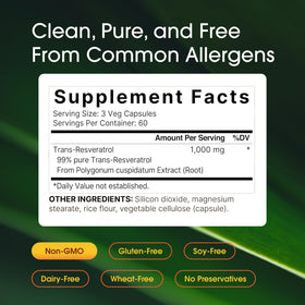 NatureBell Resveratrol capsules végétariennes sur fond blanc