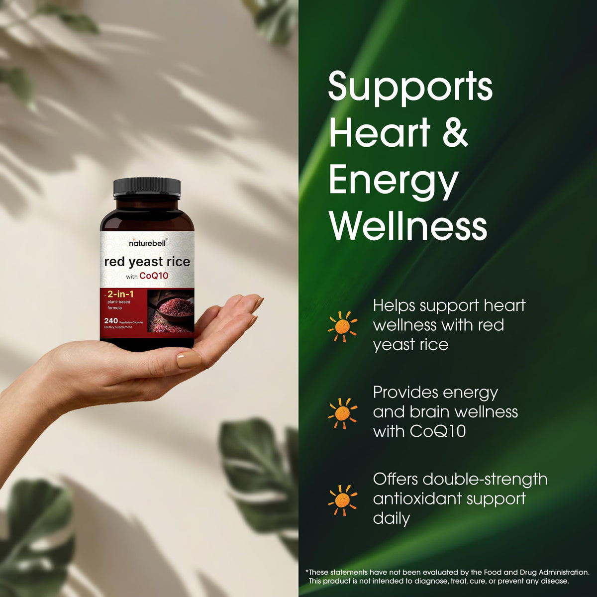 NatureBell Riz de Levure Rouge capsules sur une table