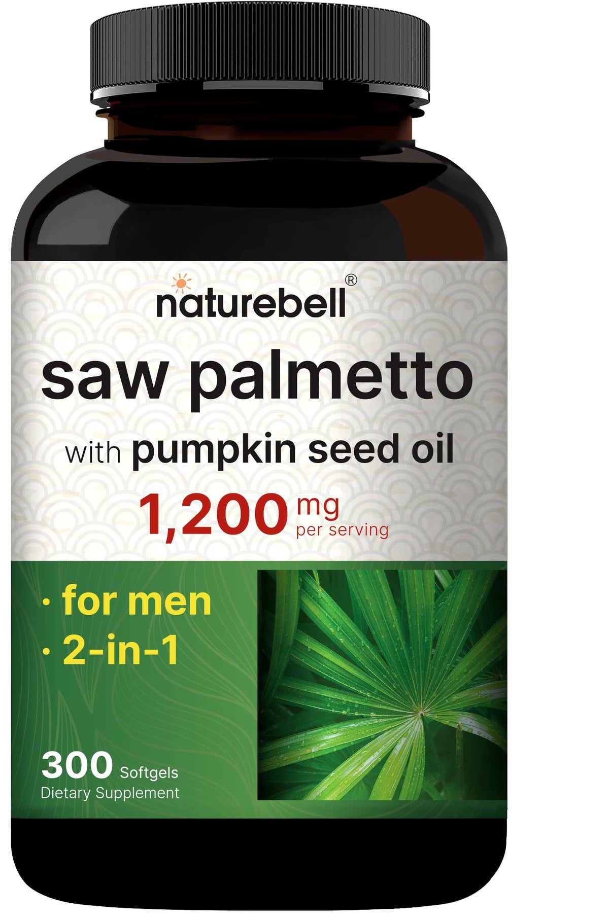 NatureBell Saw Palmetto 1200mg bouteille avec 300 gélules