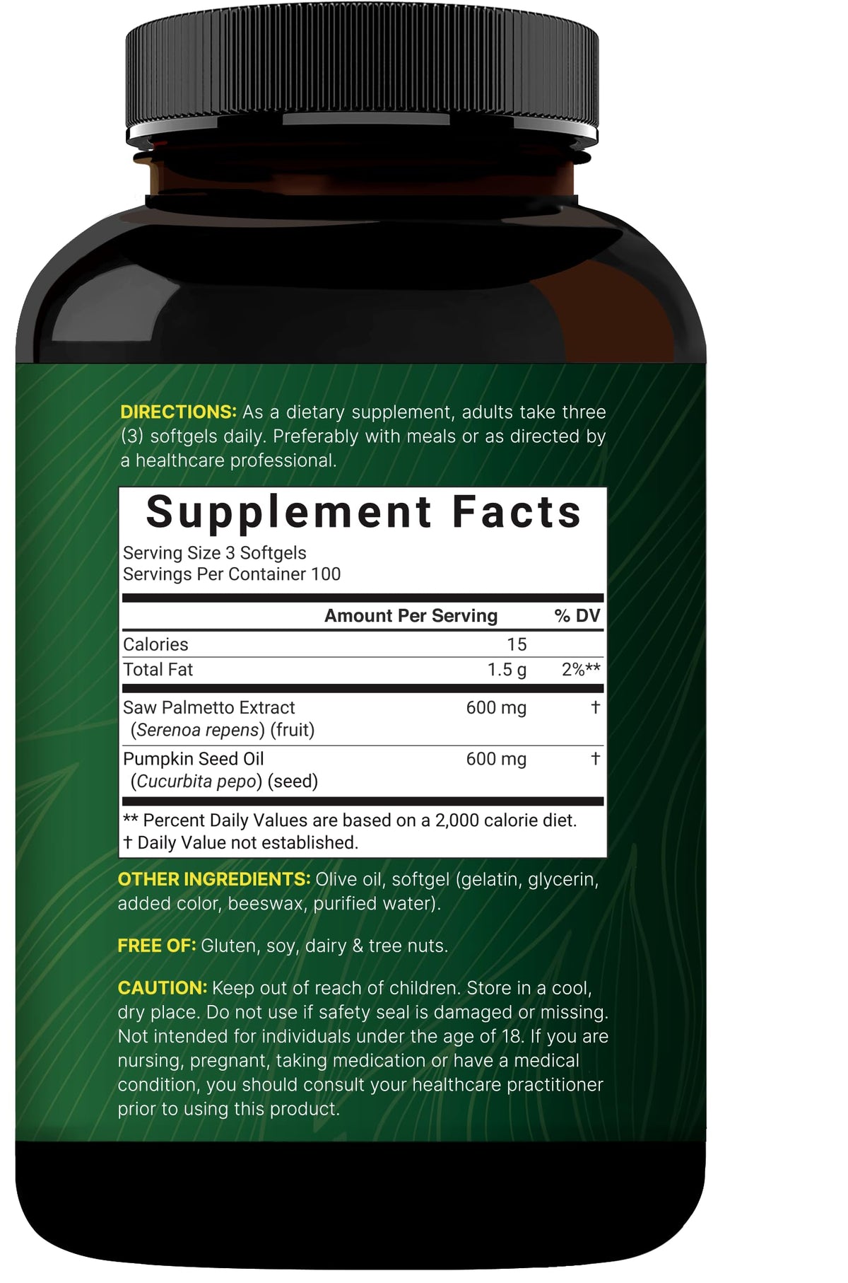 NatureBell Saw Palmetto 1200mg gélules sur une table en bois