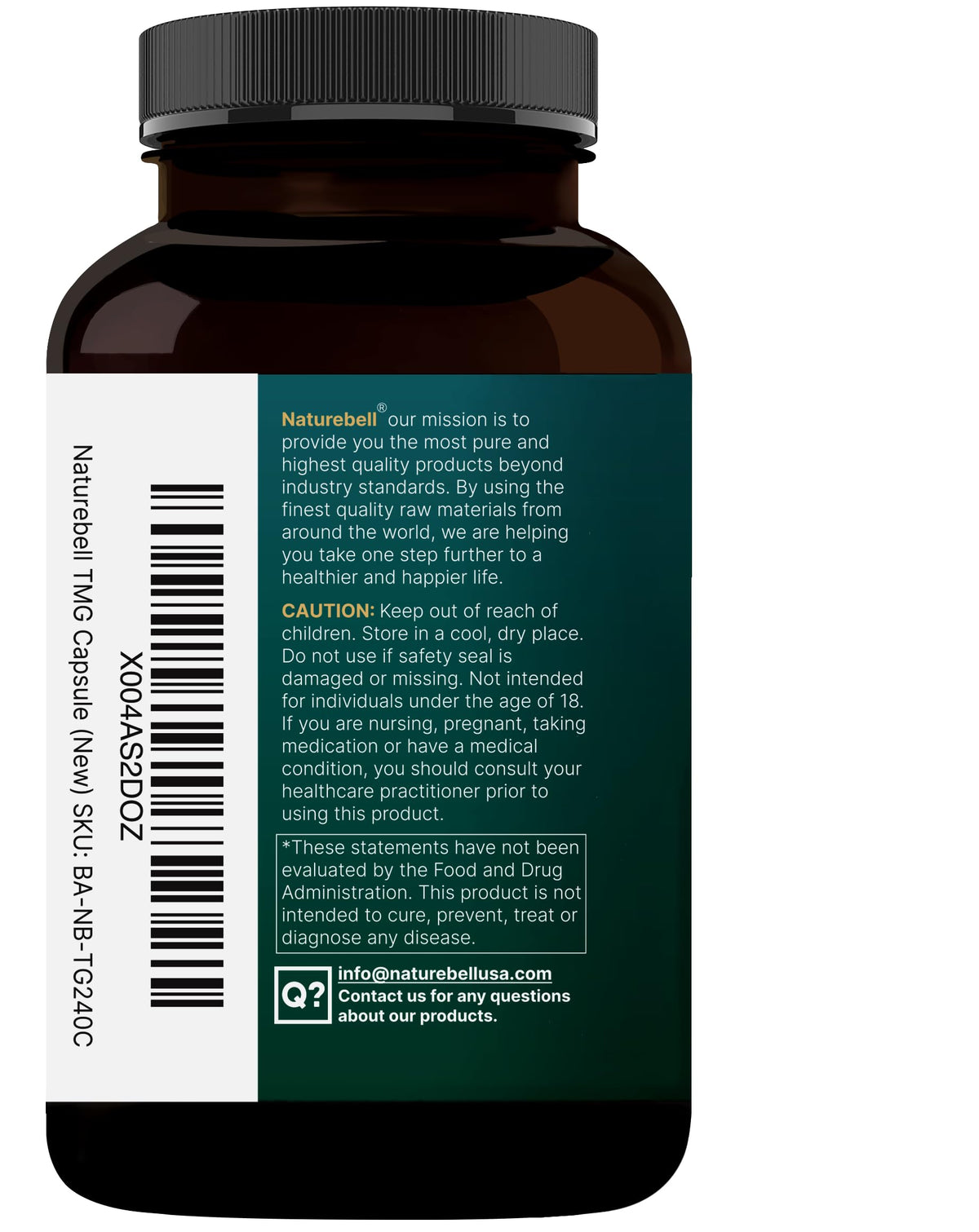 NatureBell TMG 1 500 mg, photo du flacon sur une table