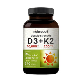 NatureBell Vitamine D3 10 000 UI et K2 200 mcg gélules molles vue avant