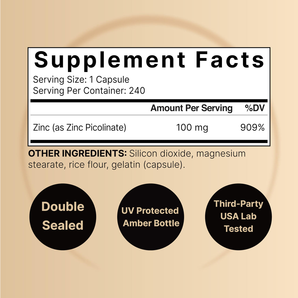 NatureBell Zinc Picolinate 100mg Capsules emballage