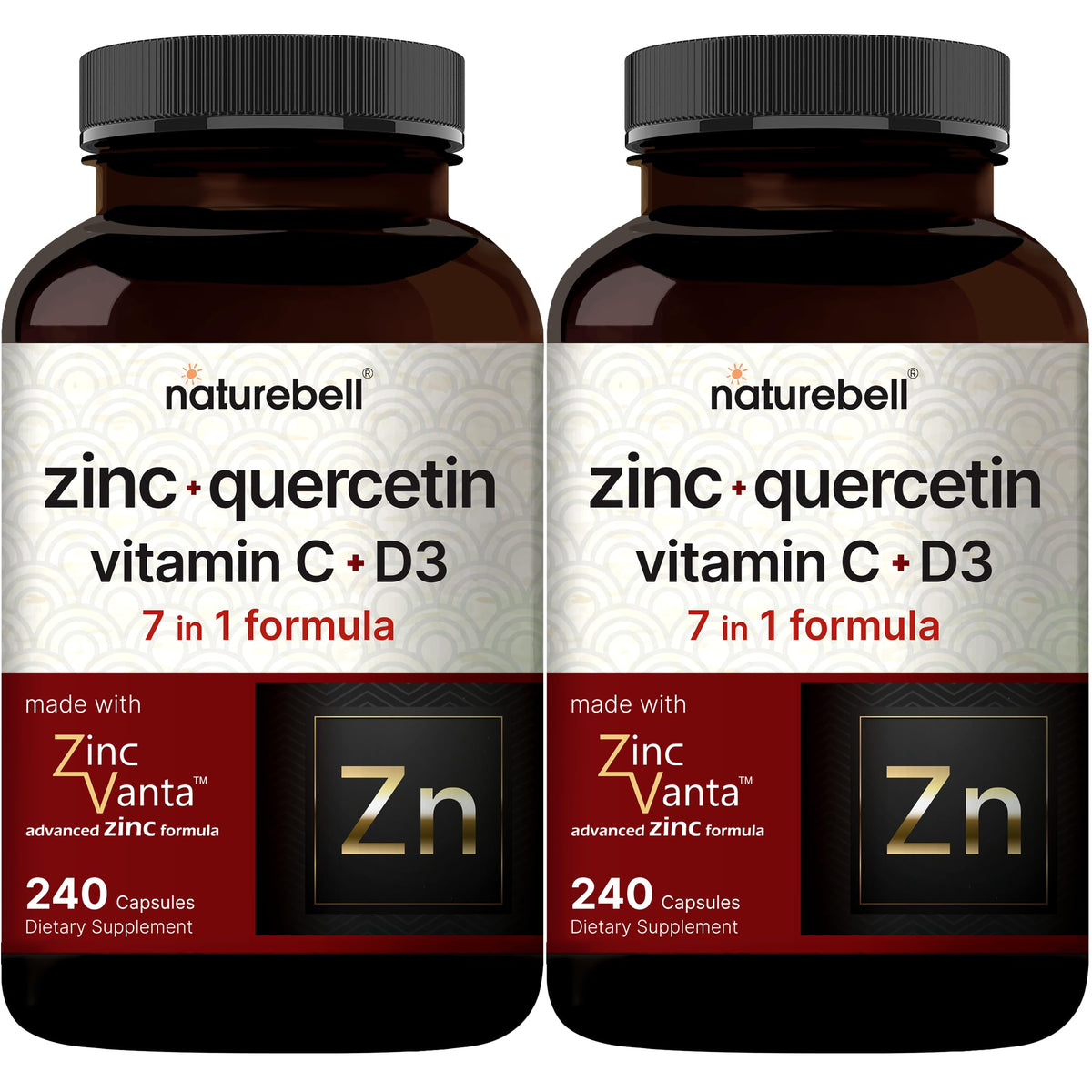 NatureBell Zinc Quercetin 480 capsules, vue avant du produit