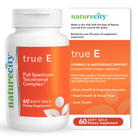 NatureCity True-E 60 gélules de tocotrienols et vitamine E vue de face