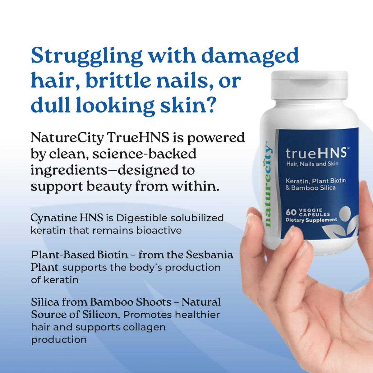 NatureCity True-HNS capsules végétales dans une main
