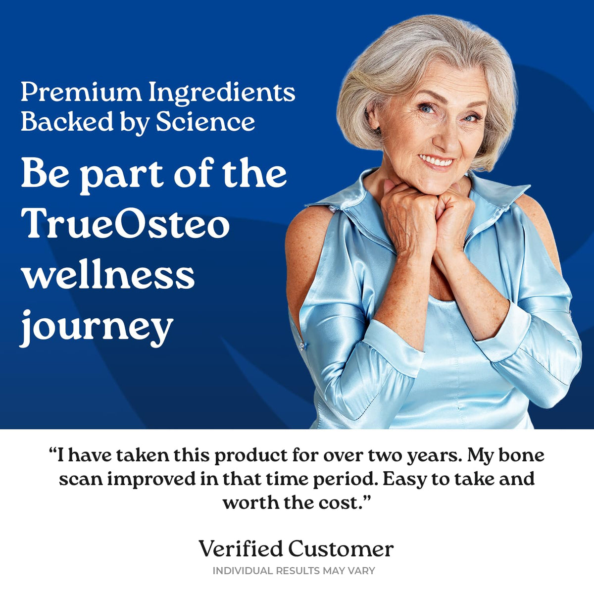 NatureCity True-Osteo flacon avec capsules à côté d'un verre d'eau