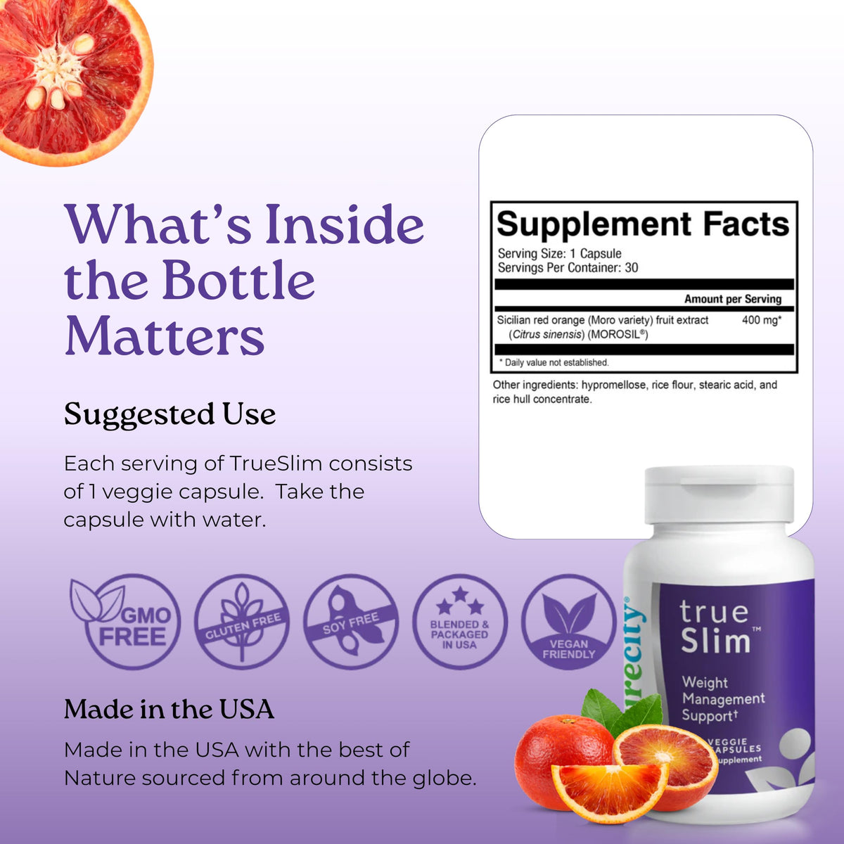 NatureCity True-Slim Morosil Capsules avec des fruits frais
