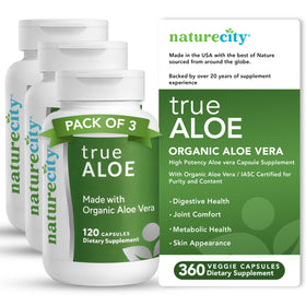 NatureCity TrueAloe Capsules Bio Aloe Vera 360 Caps devant