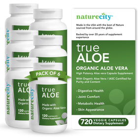 NatureCity TrueAloe Capsules Bio Aloe Vera 720 unités vue de face