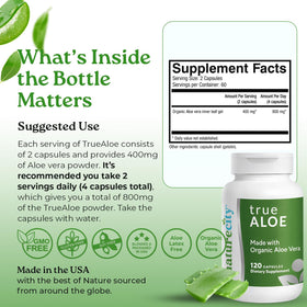 NatureCity TrueAloe Capsules Bio Aloe Vera avec un fond naturel