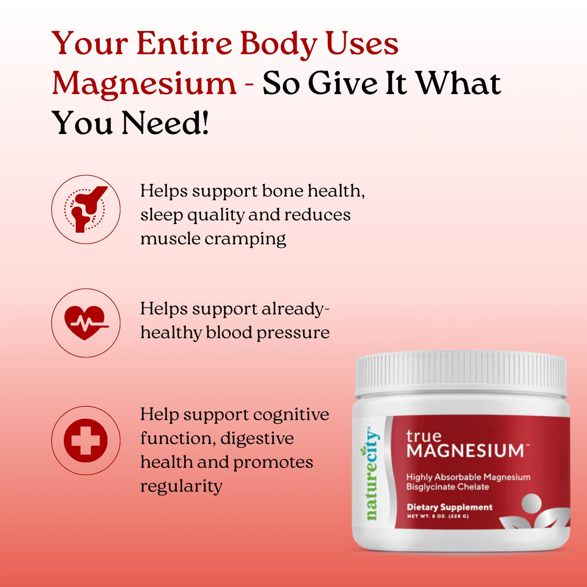 NatureCity TrueMagnesium Poudre de Magnésium Bisglycinate 200mg côté